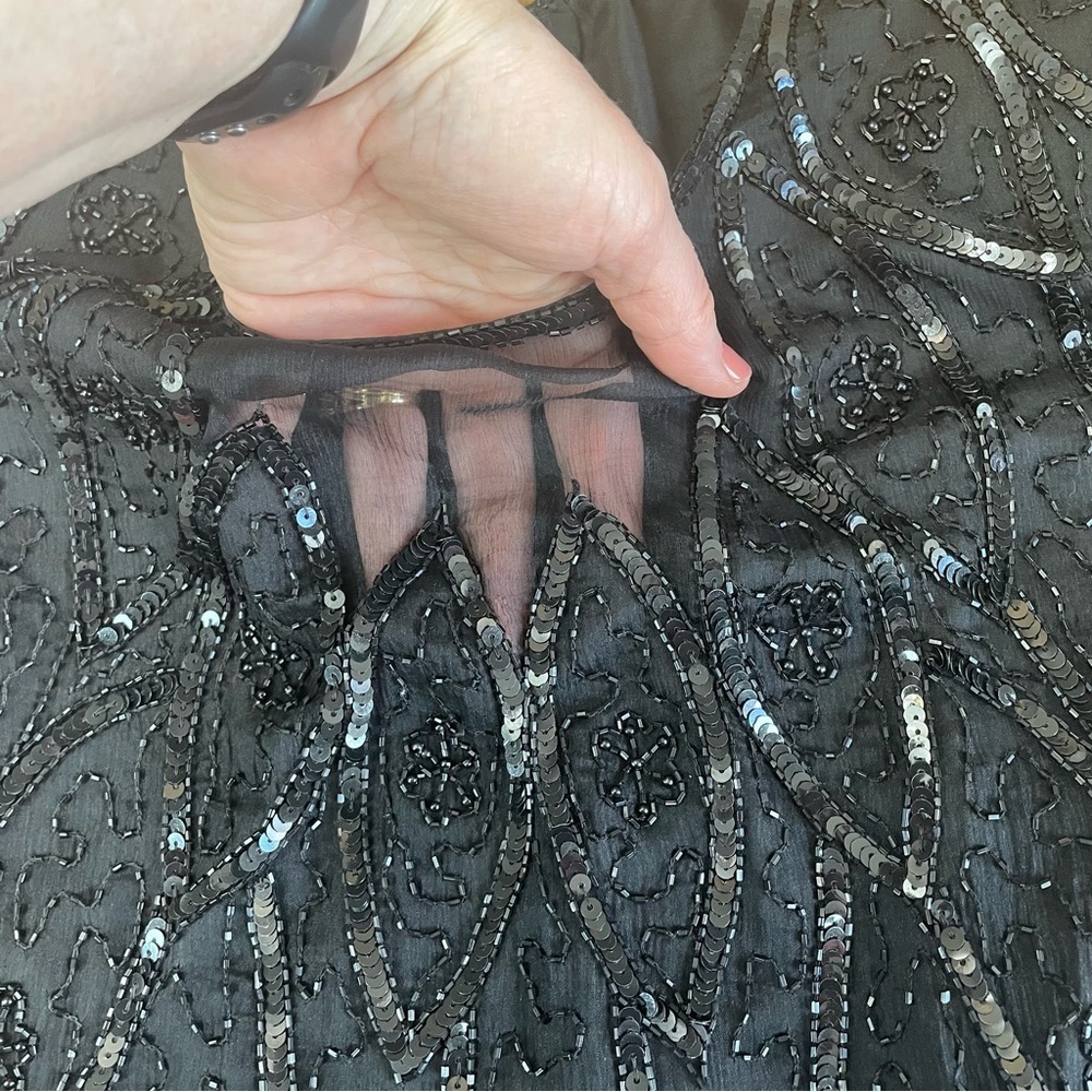 Vintage Stenay Sequin Beaded Black Top size Medium long sleeves wedding - Picture 9 of 10